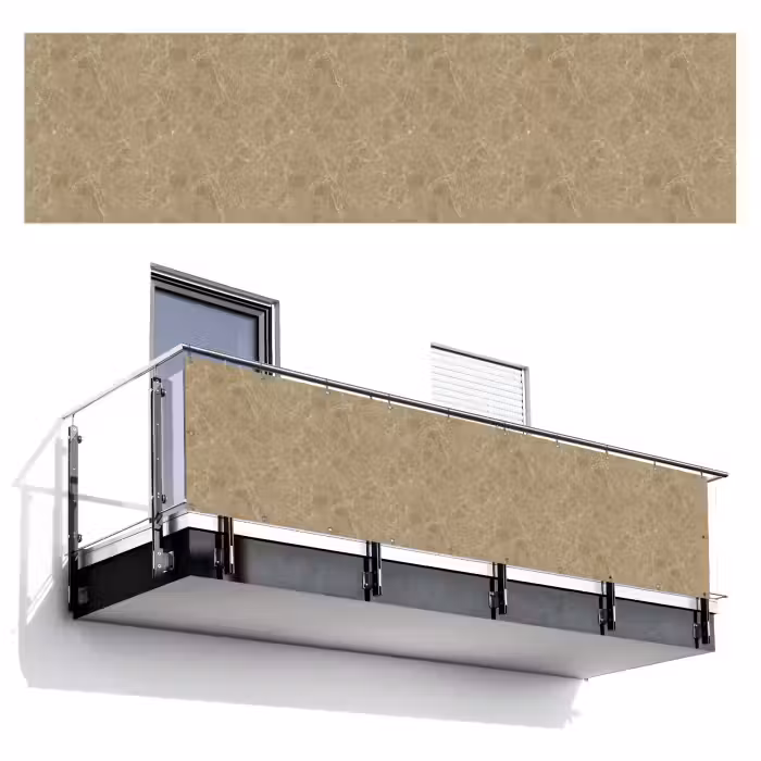 Balkonsichtschutz - Beige - Marmor - Weiße Adern