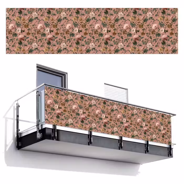 Balkonsichtschutz - Blumen - Klassisch - Rosa