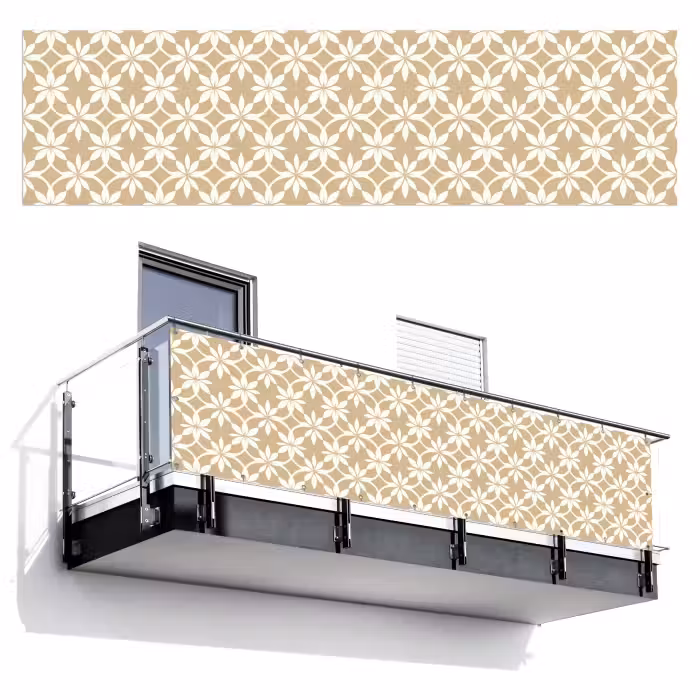 Balkonsichtschutz - Blumen - Muster - Beige