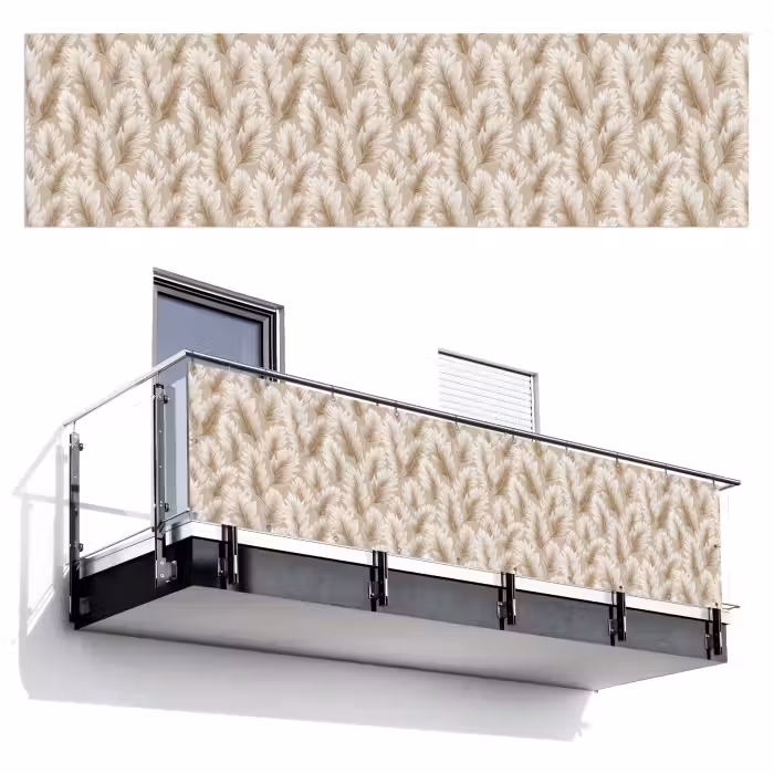 Balkonsichtschutz - Botanisch - Muster - Beige