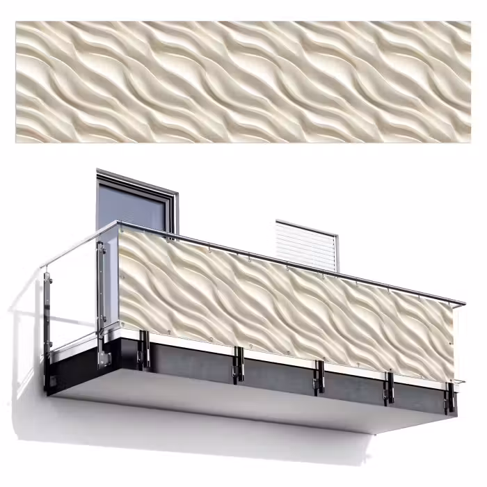 Balkonsichtschutz - Diagonal - Wellen - Creme