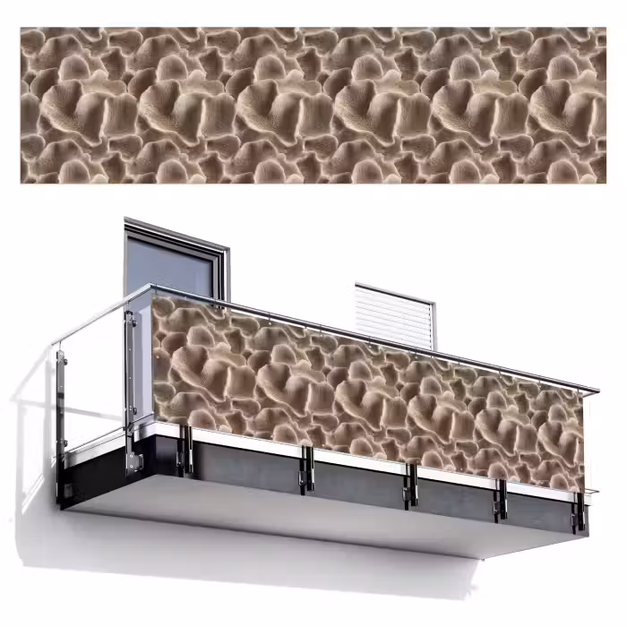 Balkonsichtschutz - Fächerform - Beige - Faserstruktur