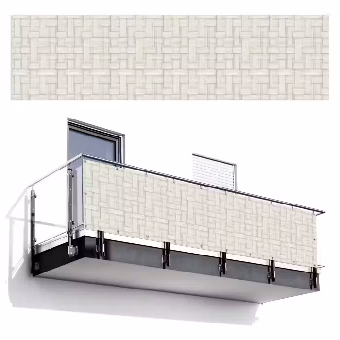 Balkonsichtschutz - Flechtwerk - Streifen - Beige