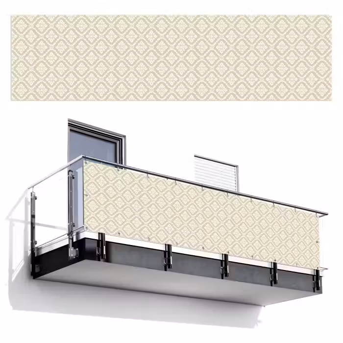 Balkonsichtschutz - Floral - Ornament - Beige