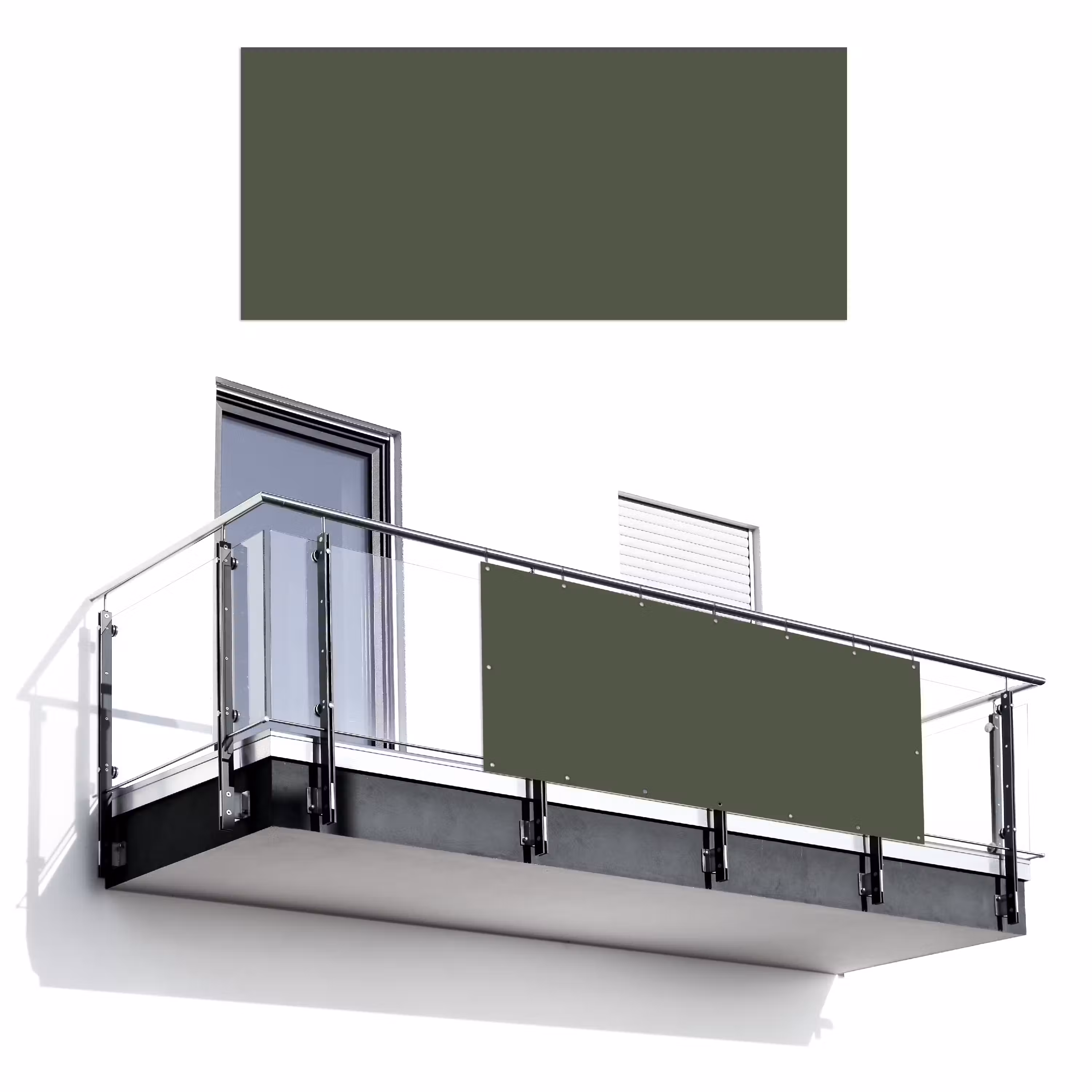 Balkonsichtschutz - Grün - Einfarbig - Olivgrün