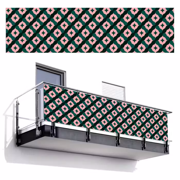 Balkonsichtschutz - Grün - Rosa - Retro - Sterne