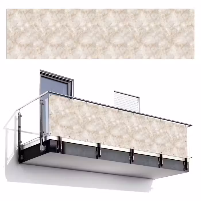 Balkonsichtschutz - Hellbeige - goldbraune Adern - Marmor