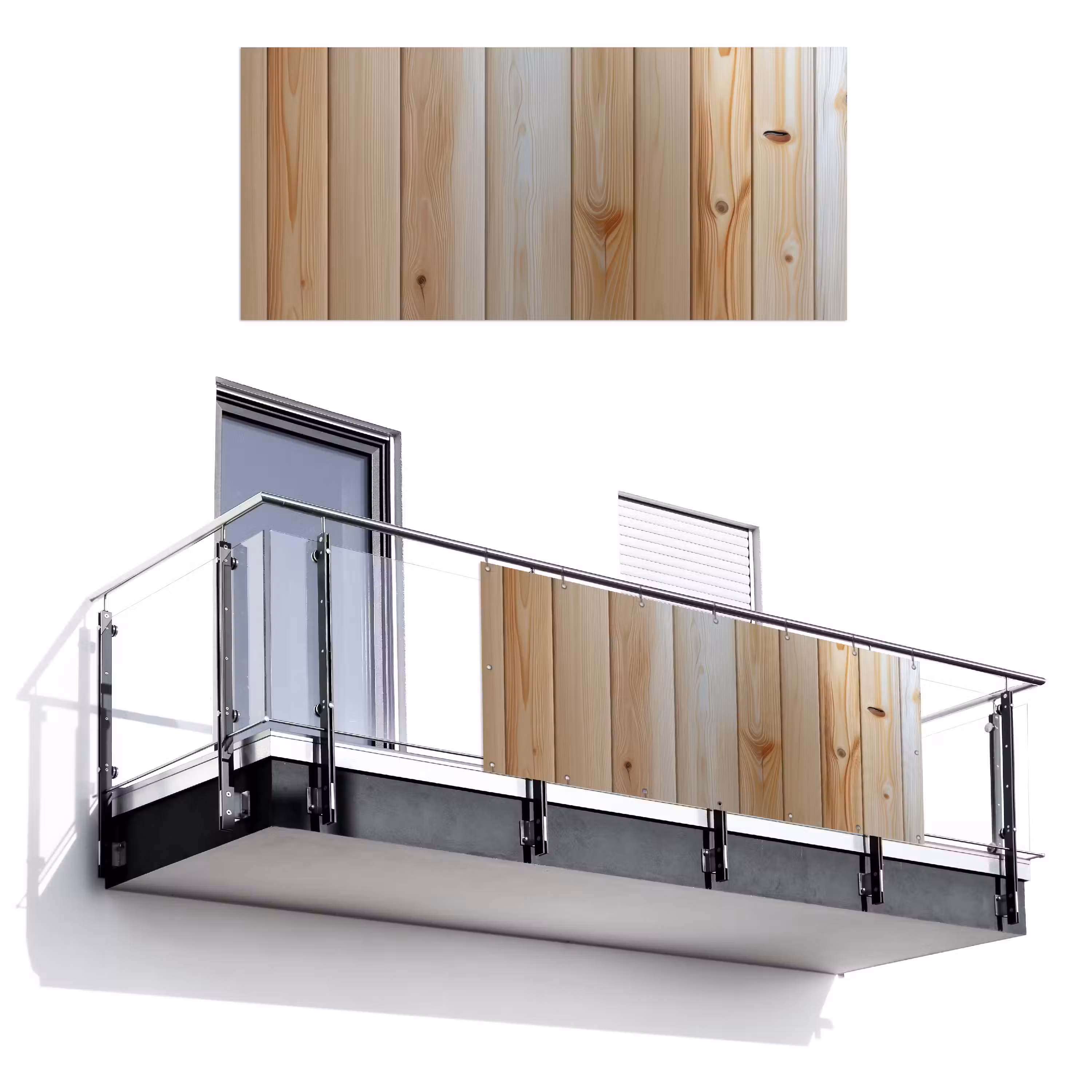 Balkonsichtschutz - Holz - Regale - Licht