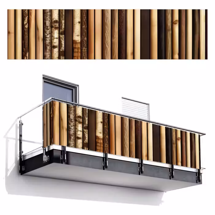 Balkonsichtschutz - Holz - Regale - Natürlich