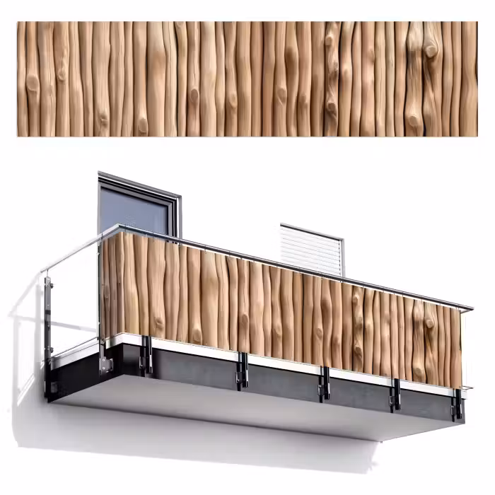 Balkonsichtschutz - Holz - Stiel - Hellbraun