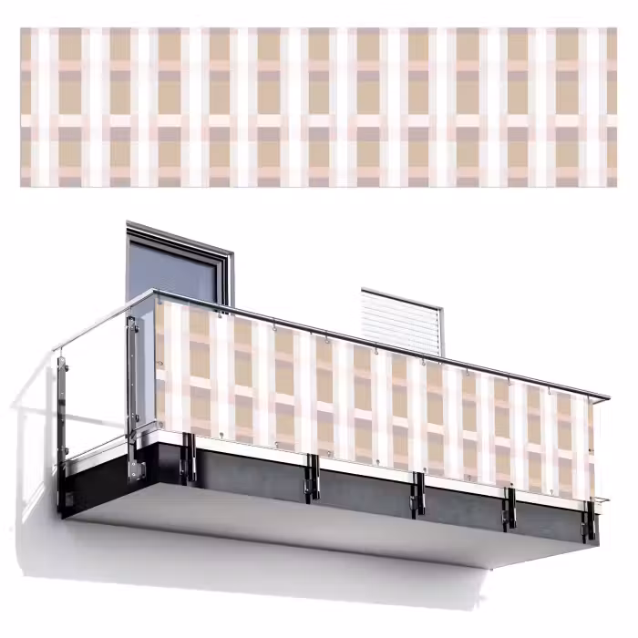 Balkonsichtschutz - Karomuster - Erdtöne - Minimalistisch