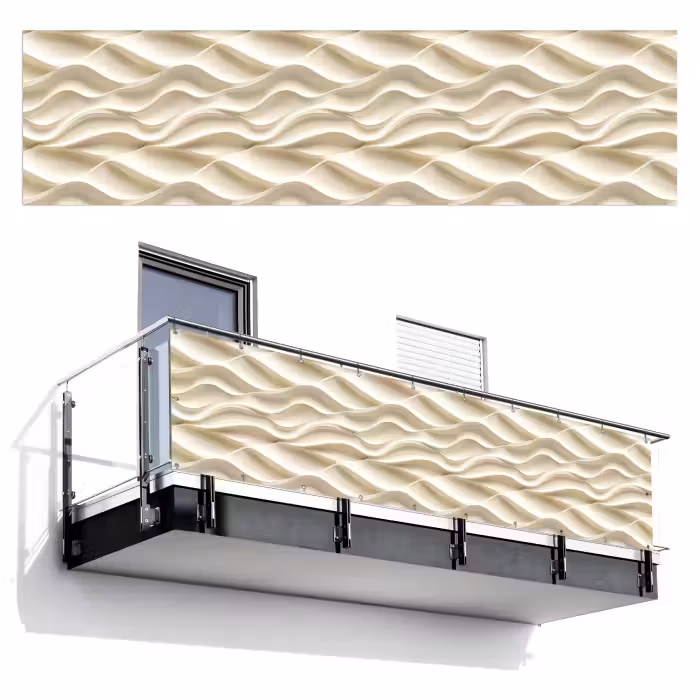 Balkonsichtschutz - Linien - Gewellt - Creme