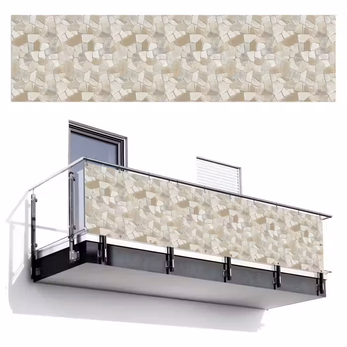 Balkonsichtschutz - Mosaik - Steine - Beige