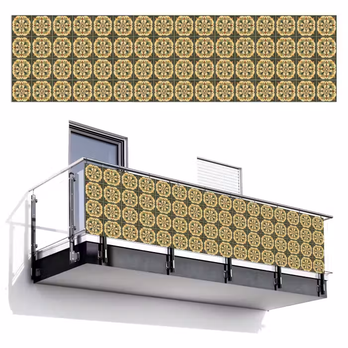 Balkonsichtschutz - Ornament - Muster - Grün
