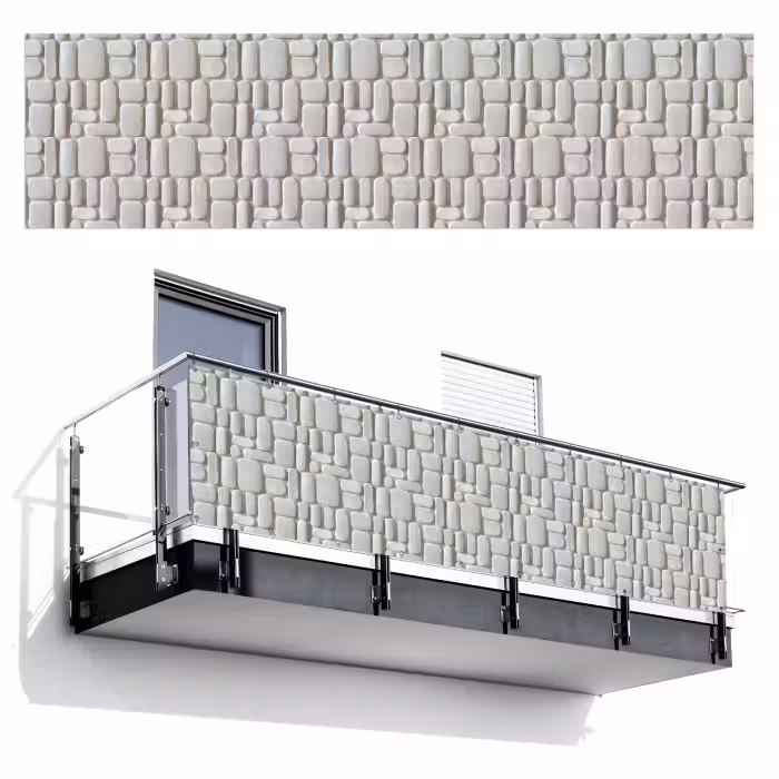 Balkonsichtschutz - Relief - Textur - Weiß