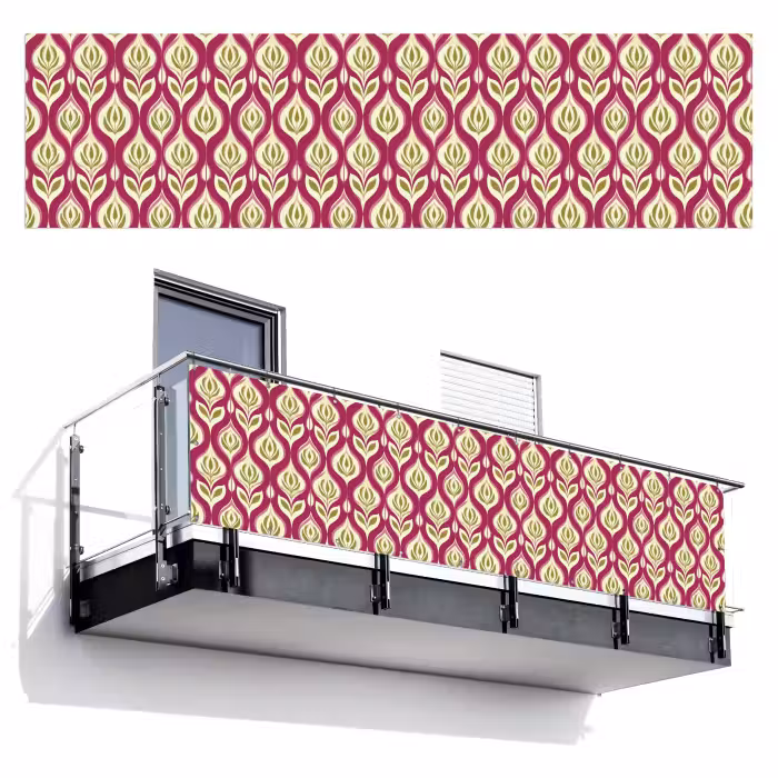 Balkonsichtschutz - Retro - Floral - Lila