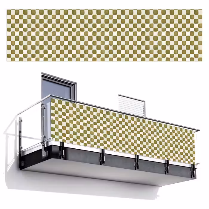 Balkonsichtschutz - Schach - Muster - Grün