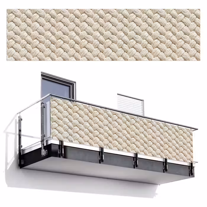 Balkonsichtschutz - Seil - Gestrickt - Beige