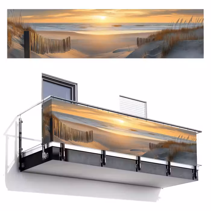 Balkonsichtschutz - Strand - Dünen - Sonnenuntergang