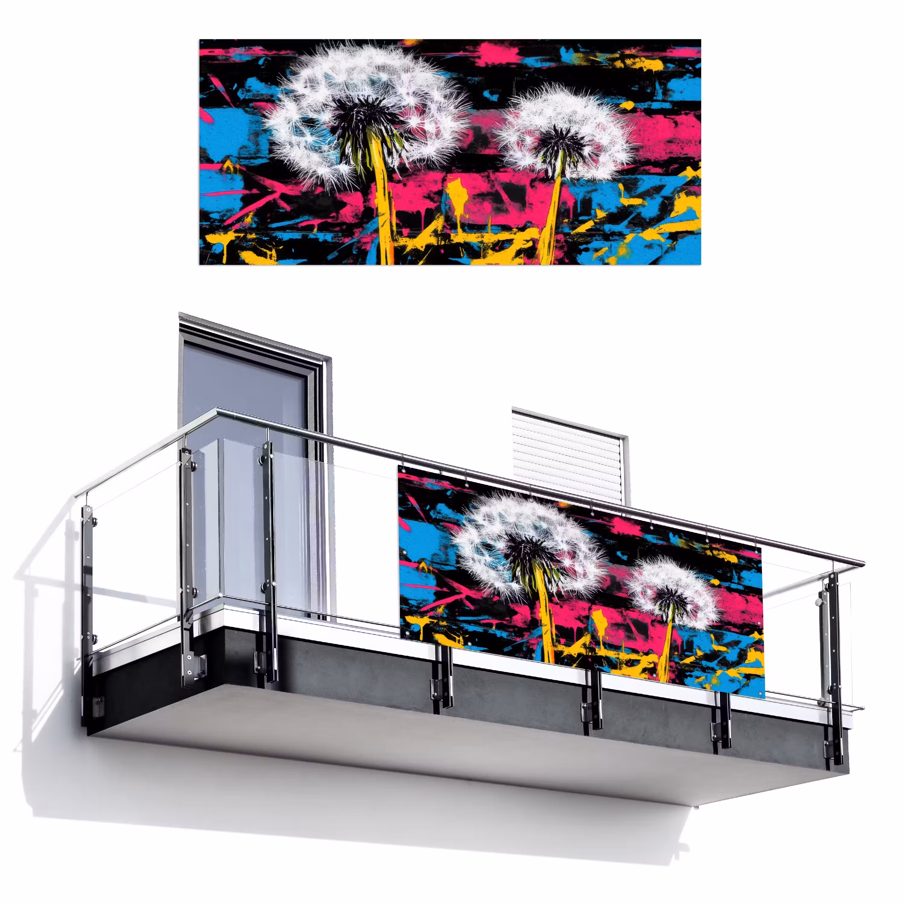 Balkonsichtschutz - Straßenkunst - Bunt - Wand