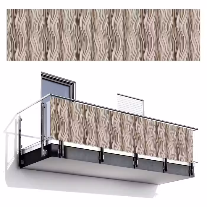 Balkonsichtschutz - Wellen - 3D - Creme