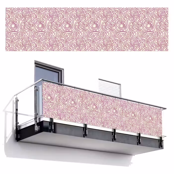 Balkonsichtschutz - Wickelleine - Magenta - Creme
