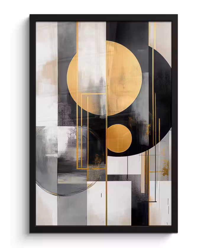 Bilder mit Rahmen - Abstrakt - Gold - Silber - Formen - Ästhetisch - Modern