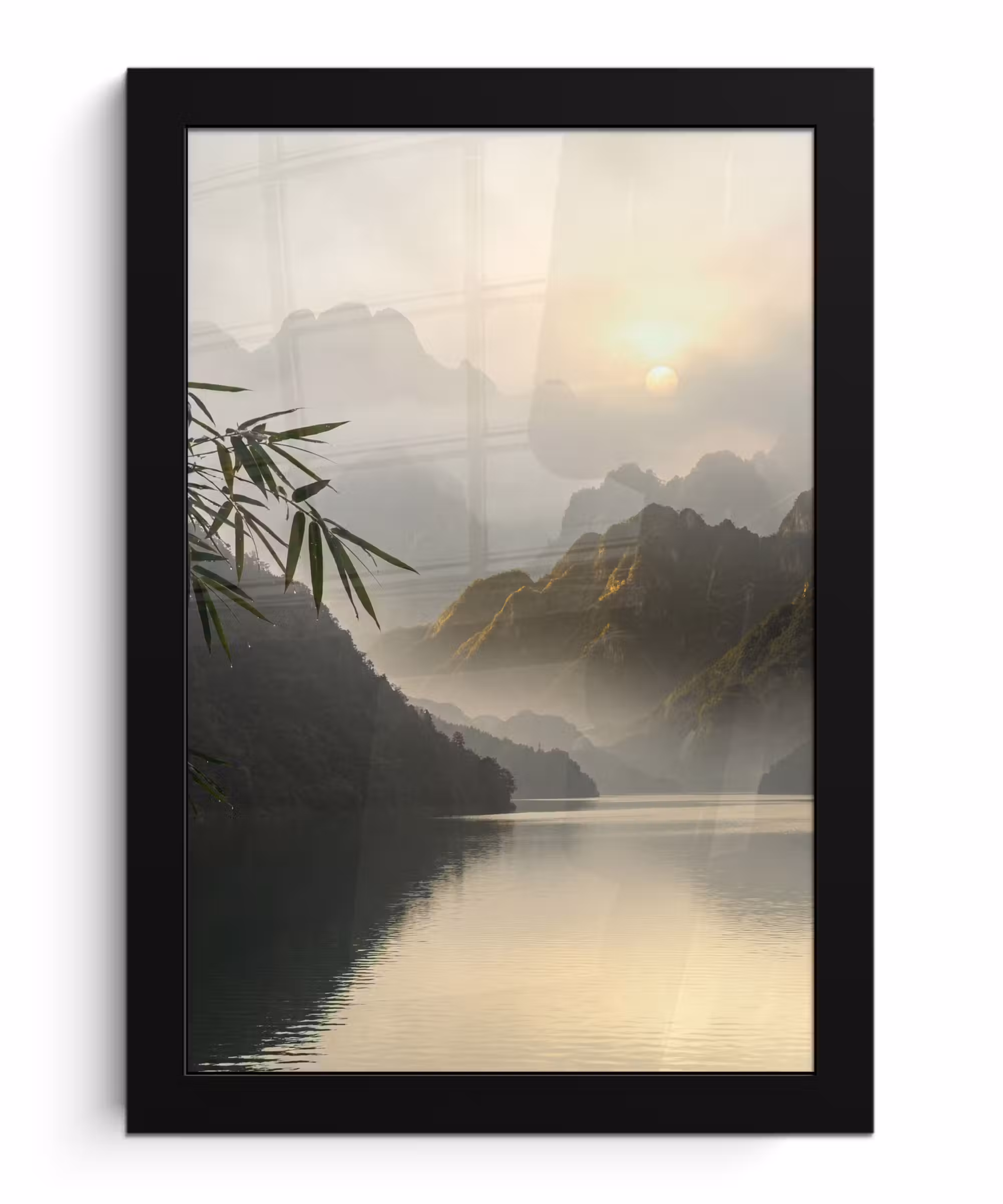 Bilder mit Rahmen - Berge – Wasser – Nebel – Natur – Landschaft