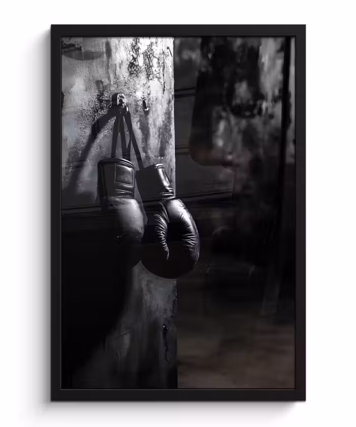 Bilder mit Rahmen - Boxhandschuhe - Wand - Dunkel - Schwarz