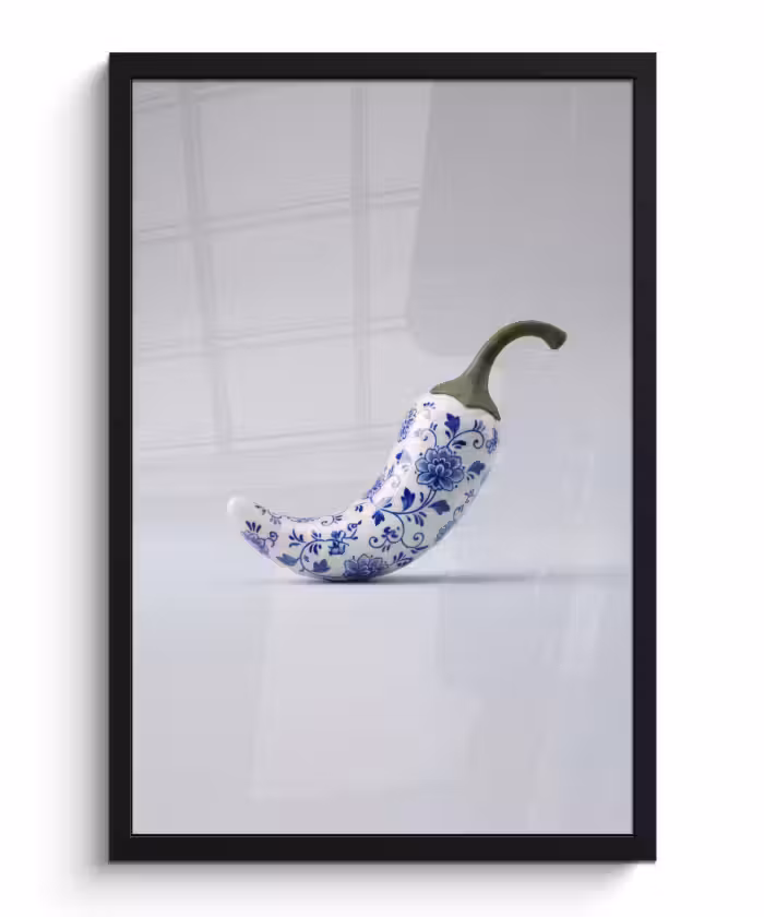 Bilder mit Rahmen - Chilischote - Keramik - Blau