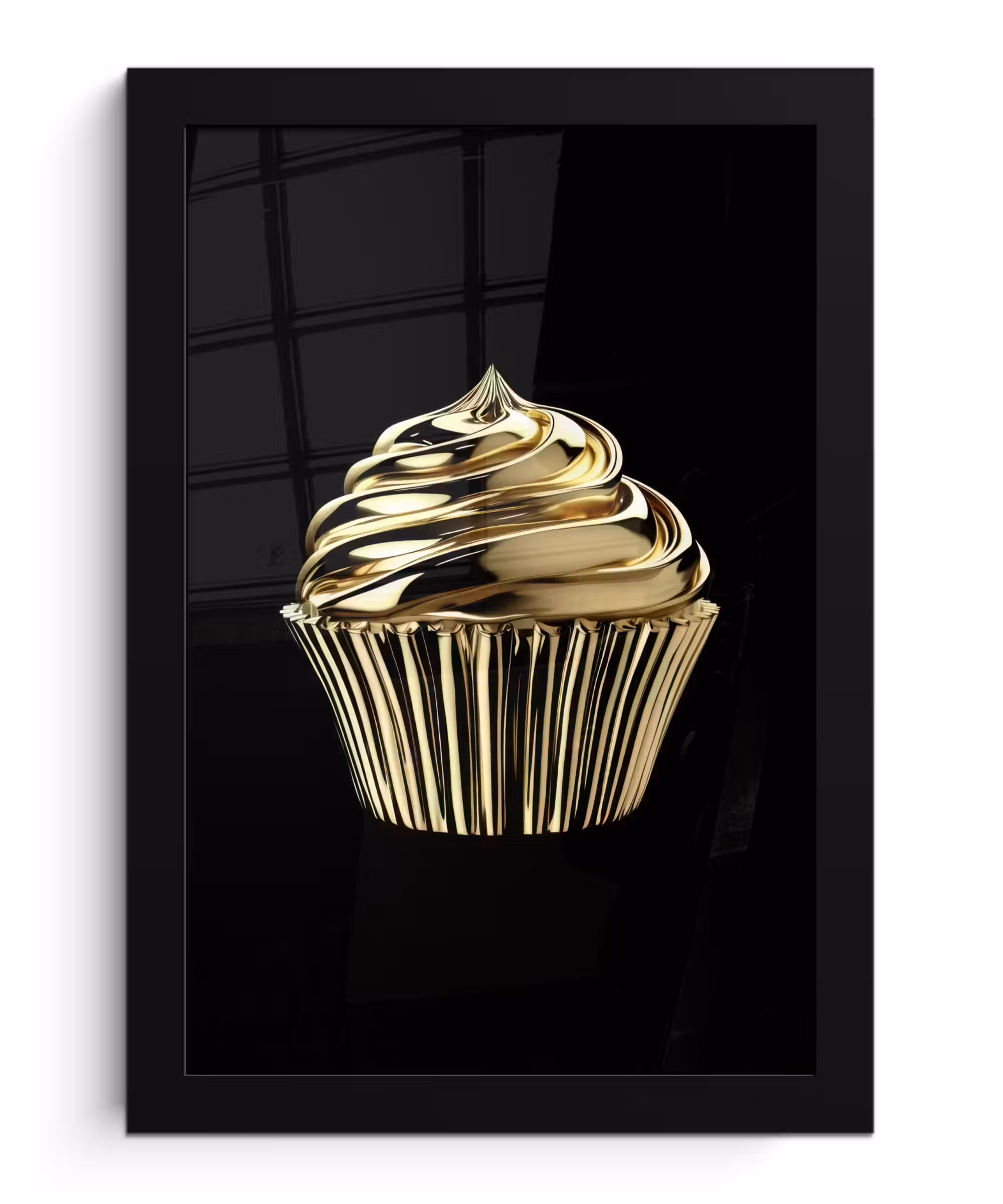 Bilder mit Rahmen - Cupcake - Lebensmittel - Gold - Schwarz