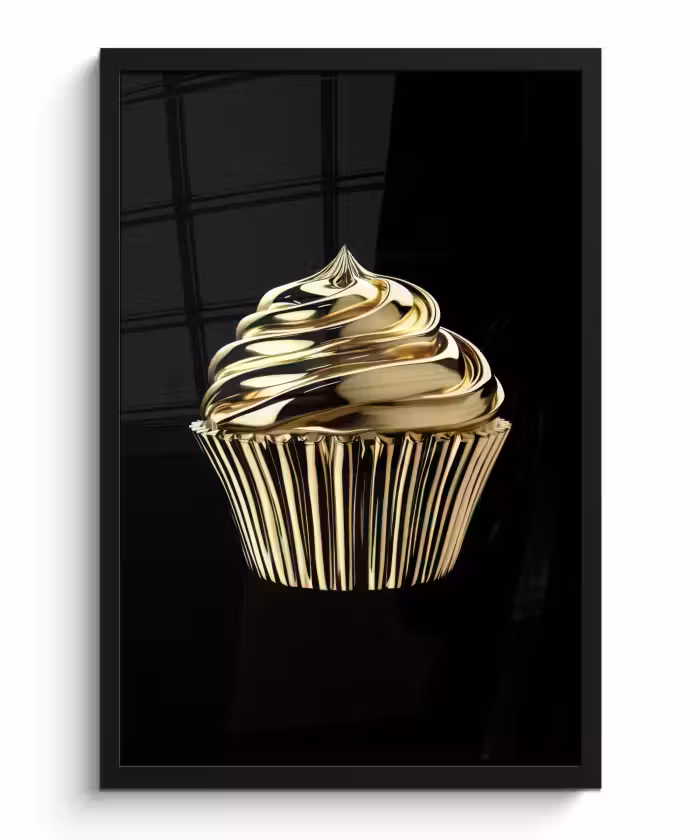 Bilder mit Rahmen - Cupcake - Lebensmittel - Gold - Schwarz