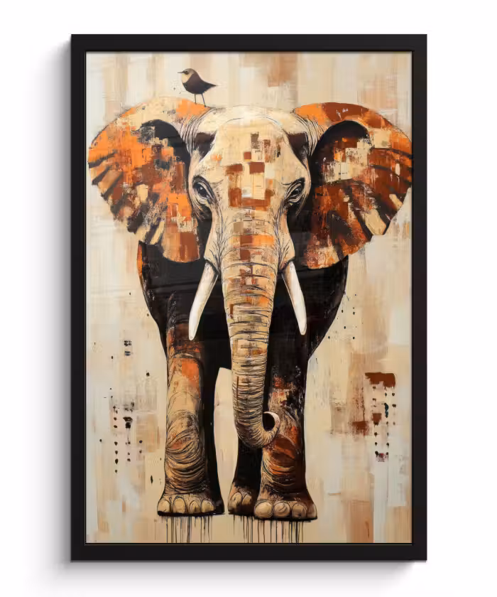 Bilder mit Rahmen - Elefant - Rüssel - Mosaik - Abstrakt
