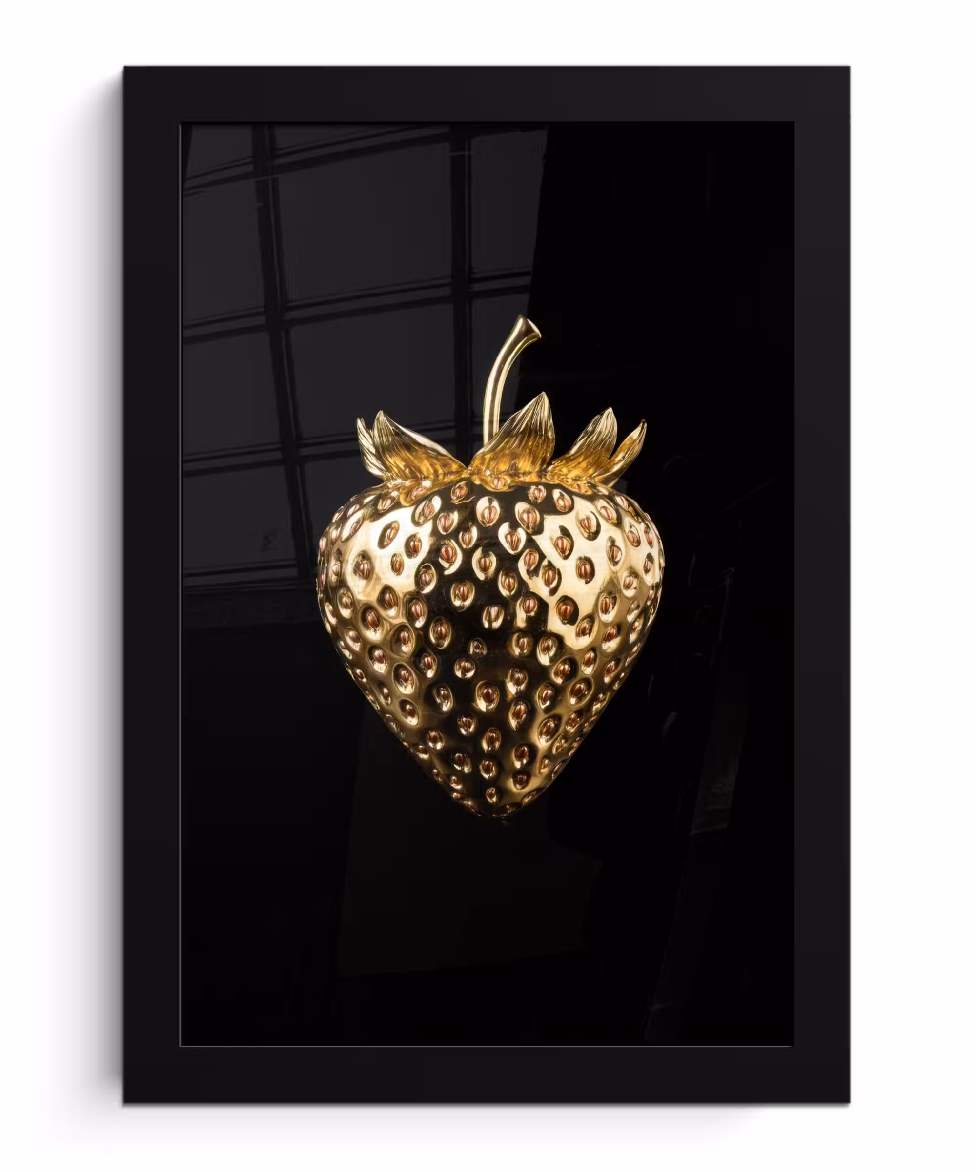 Bilder mit Rahmen - Erdbeere - Gold - Schwarz - Chrom