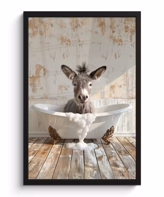 Bilder mit Rahmen - Esel - Tiere - Badewanne - Schaumstoff