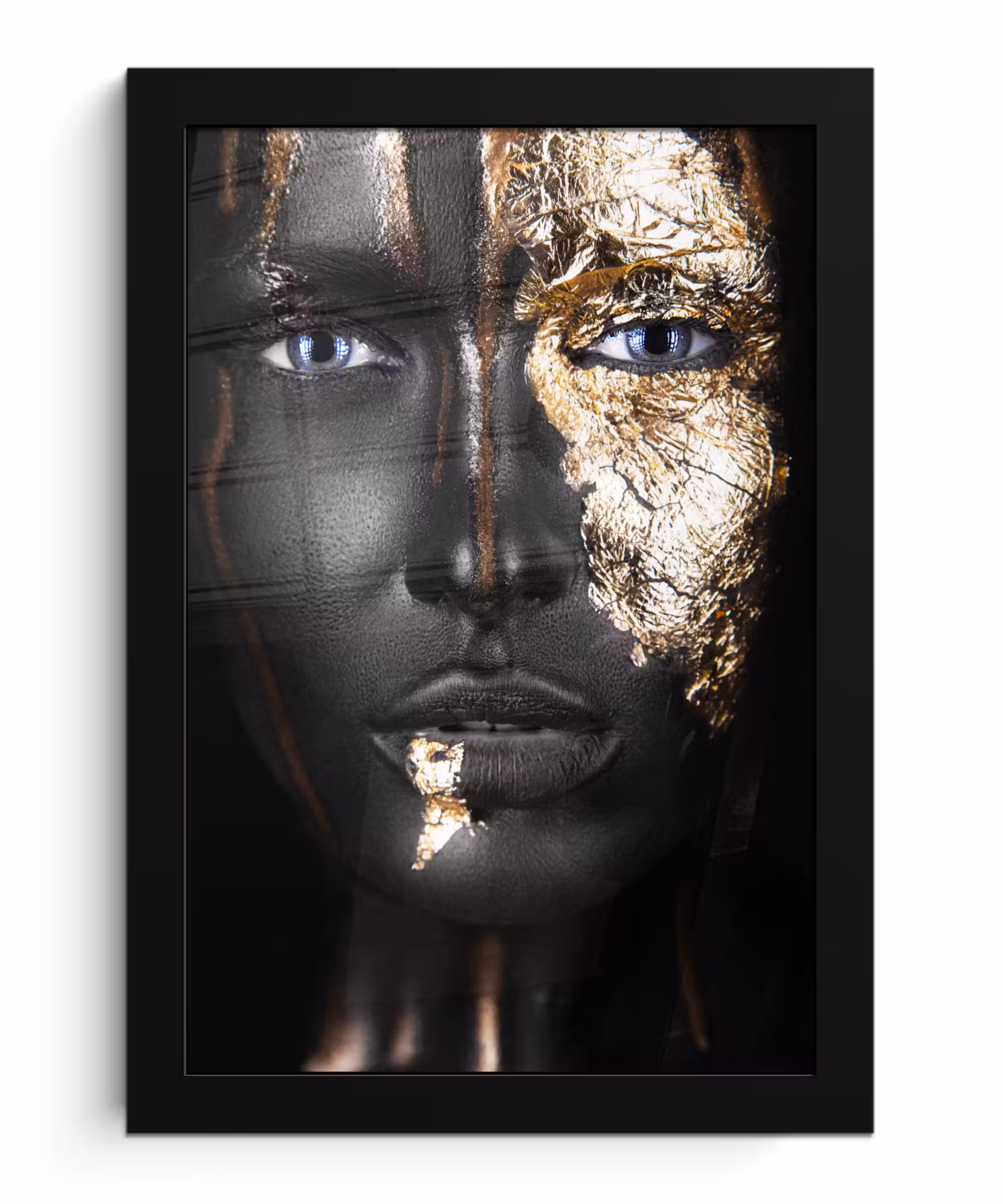 Bilder mit Rahmen - Frau - Blattgold - Schwarz - Gold - Luxus