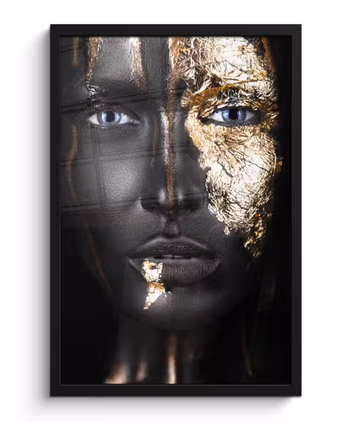 Bilder mit Rahmen - Frau - Blattgold - Schwarz - Gold - Luxus