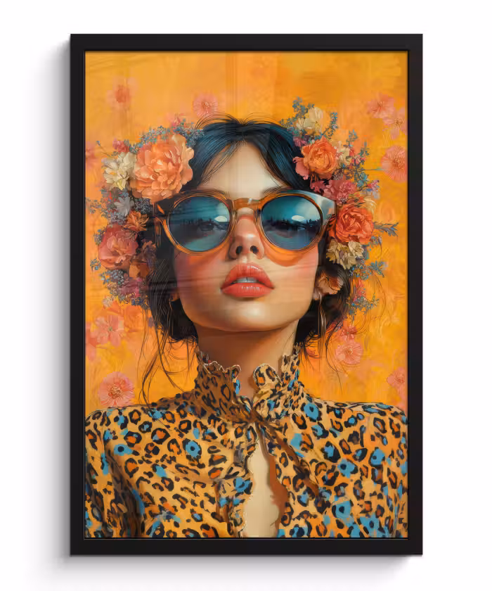 Bilder mit Rahmen - Frau - Blumen - Ästhetik - Orange