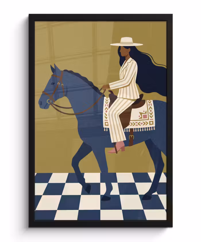 Bilder mit Rahmen - Frau – Pferd – Reiten – Modern – Abstrakt