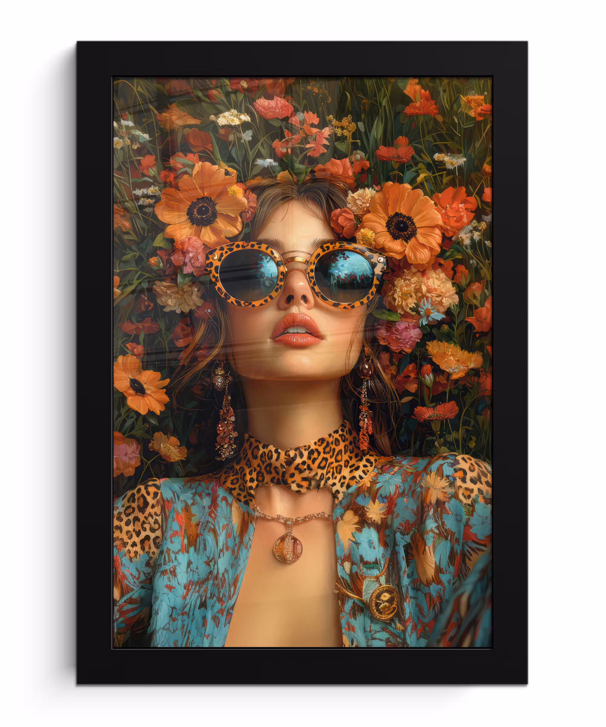 Bilder mit Rahmen - Frauen - Blumen - Modern - Brille - Abstrakt