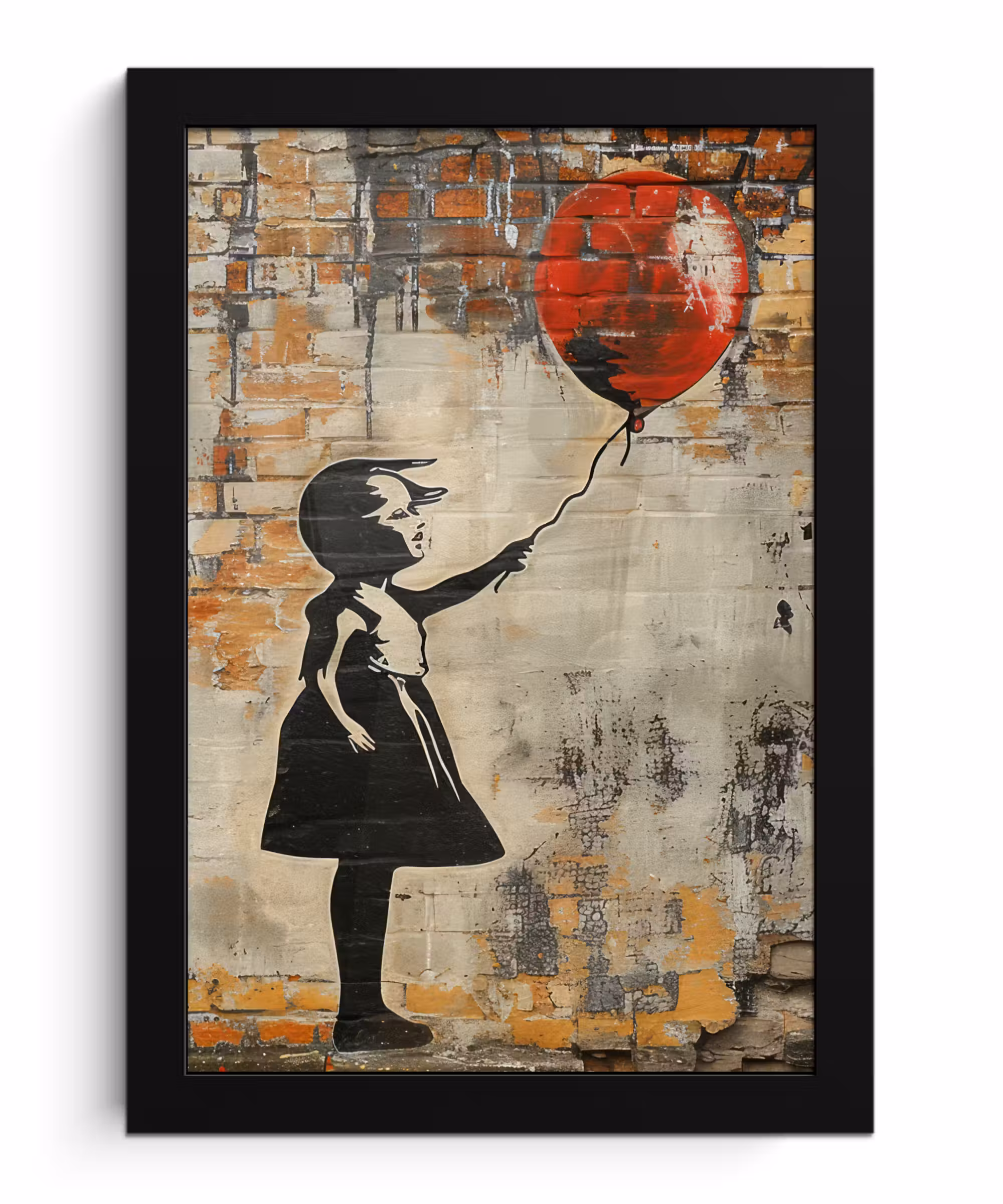 Bilder mit Rahmen - Graffiti - Banksy - Mädchen - Straßenkunst