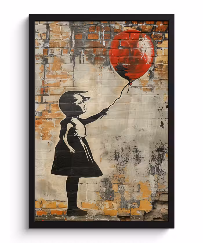 Bilder mit Rahmen - Graffiti - Banksy - Mädchen - Straßenkunst