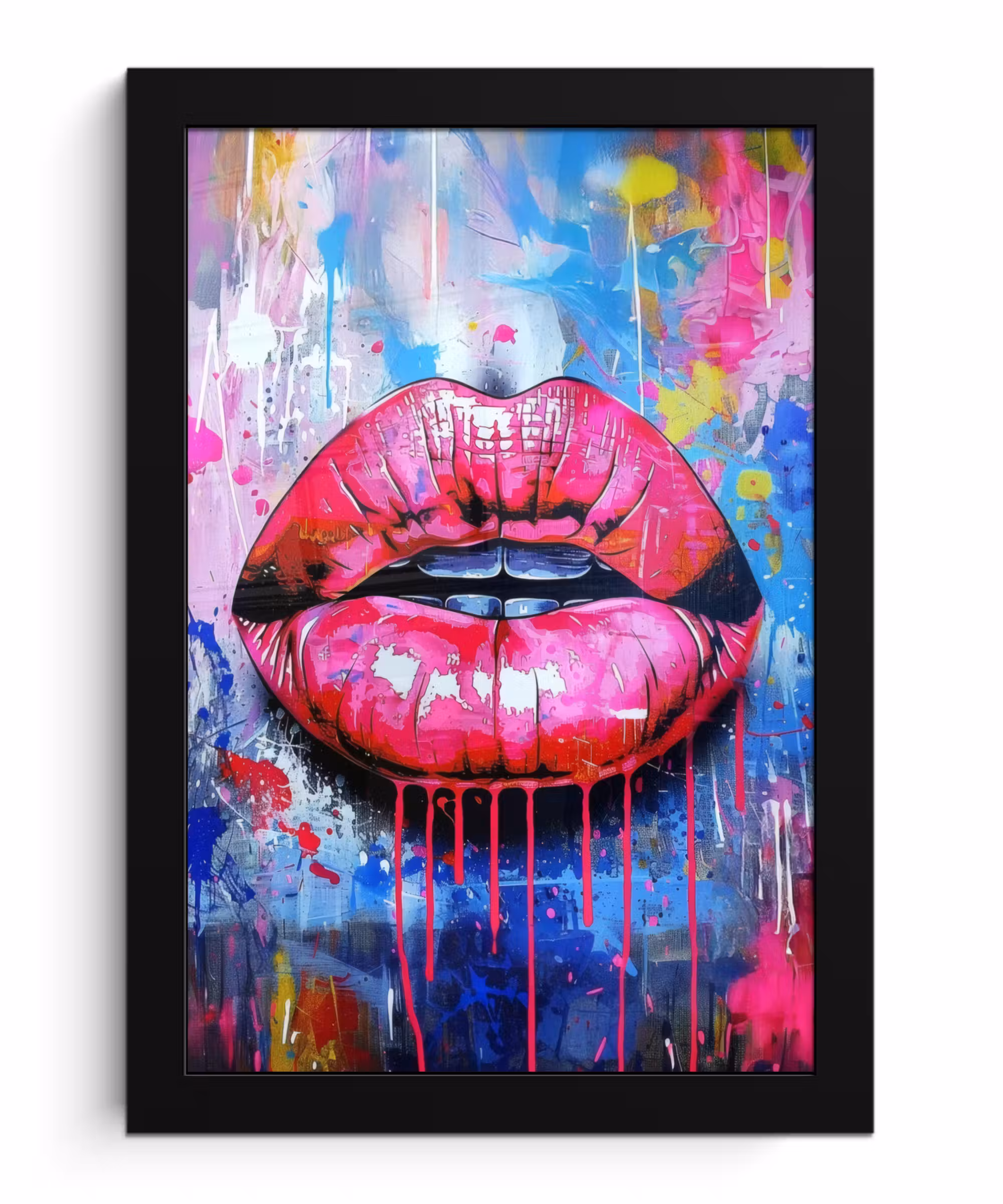 Bilder mit Rahmen - Graffiti - Lippen - Hellrosa - Gemalt