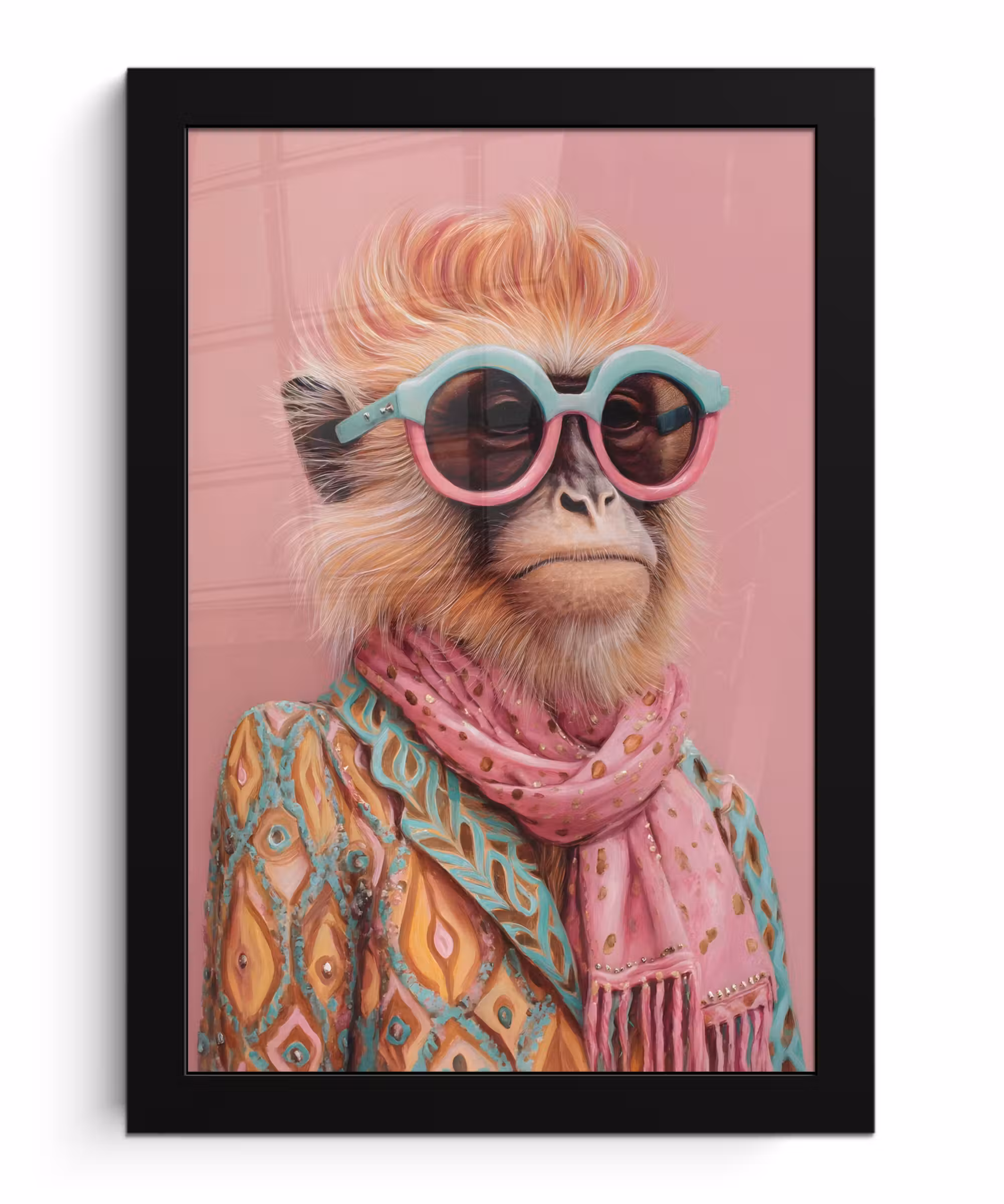 Bilder mit Rahmen - Halstuch - Affe - Sonnenbrille - Jacke