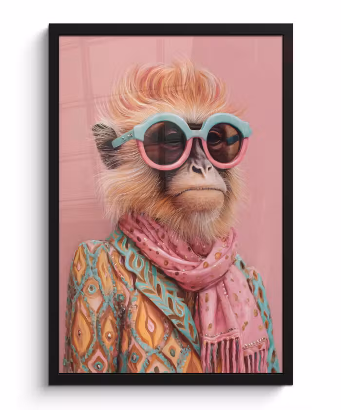 Bilder mit Rahmen - Halstuch - Affe - Sonnenbrille - Jacke