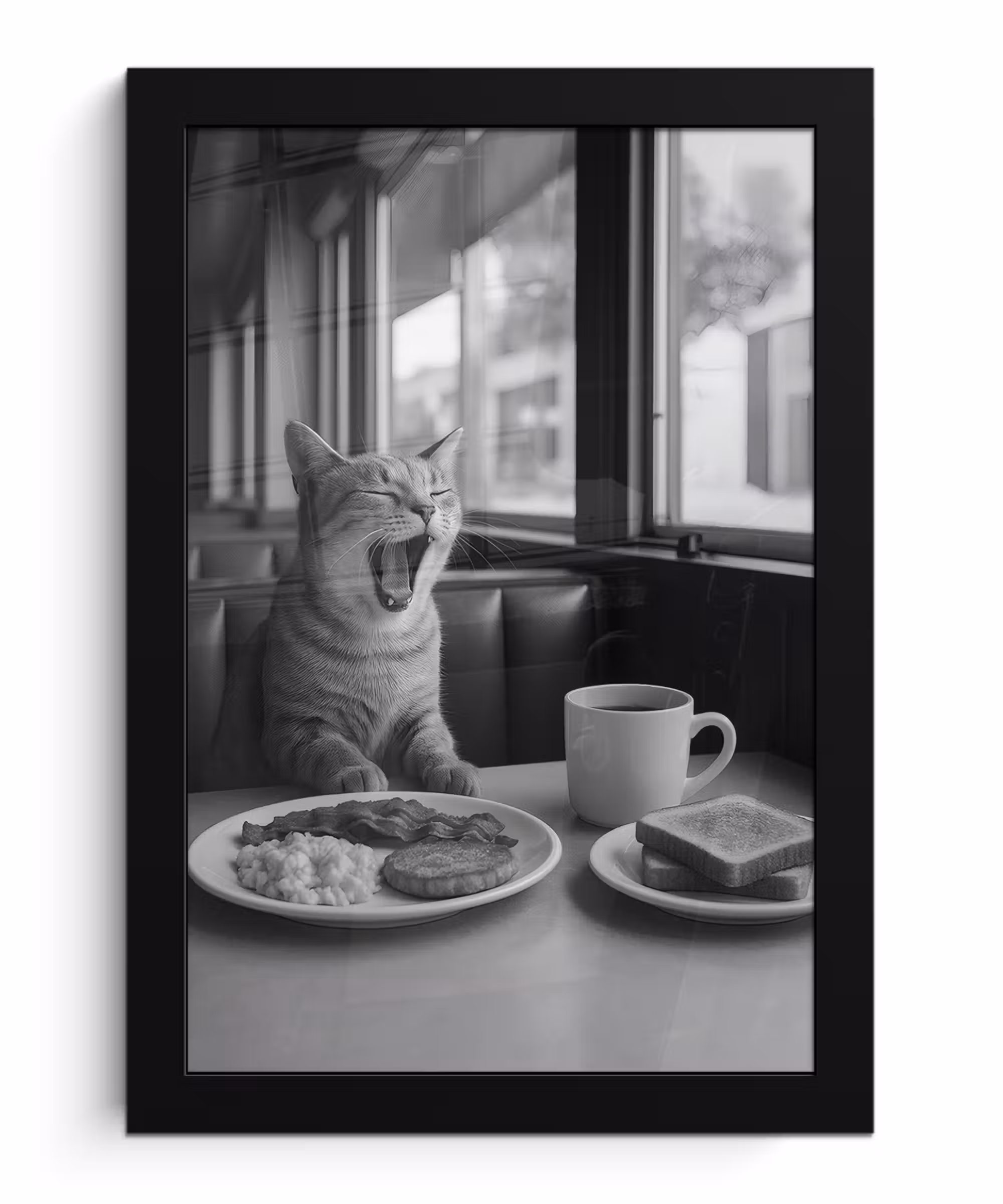 Bilder mit Rahmen - Katze - Kaffee - Brot - Schwarz
