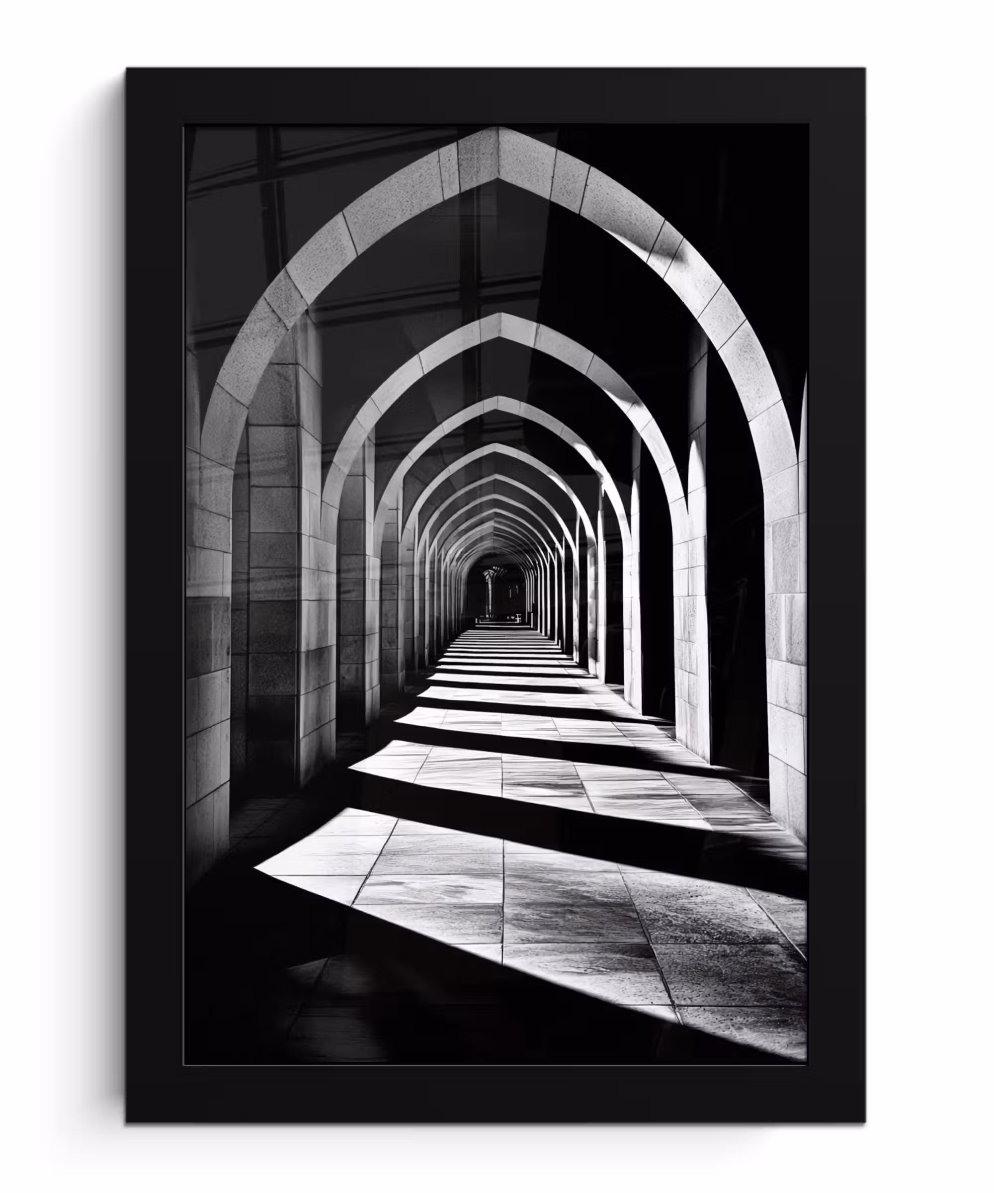 Bilder mit Rahmen - Korridor - Bögen - Schatten - Tiefe