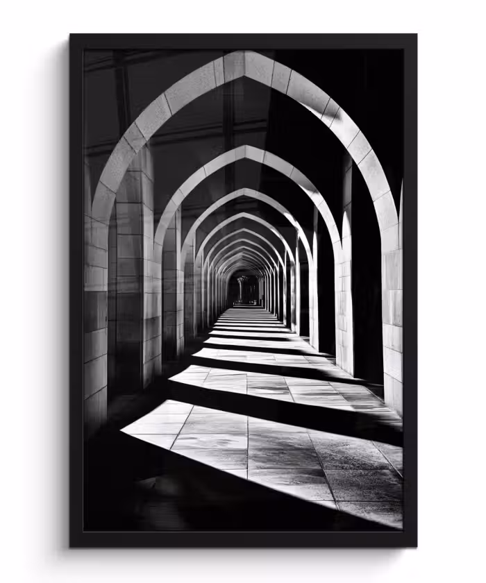Bilder mit Rahmen - Korridor - Bögen - Schatten - Tiefe