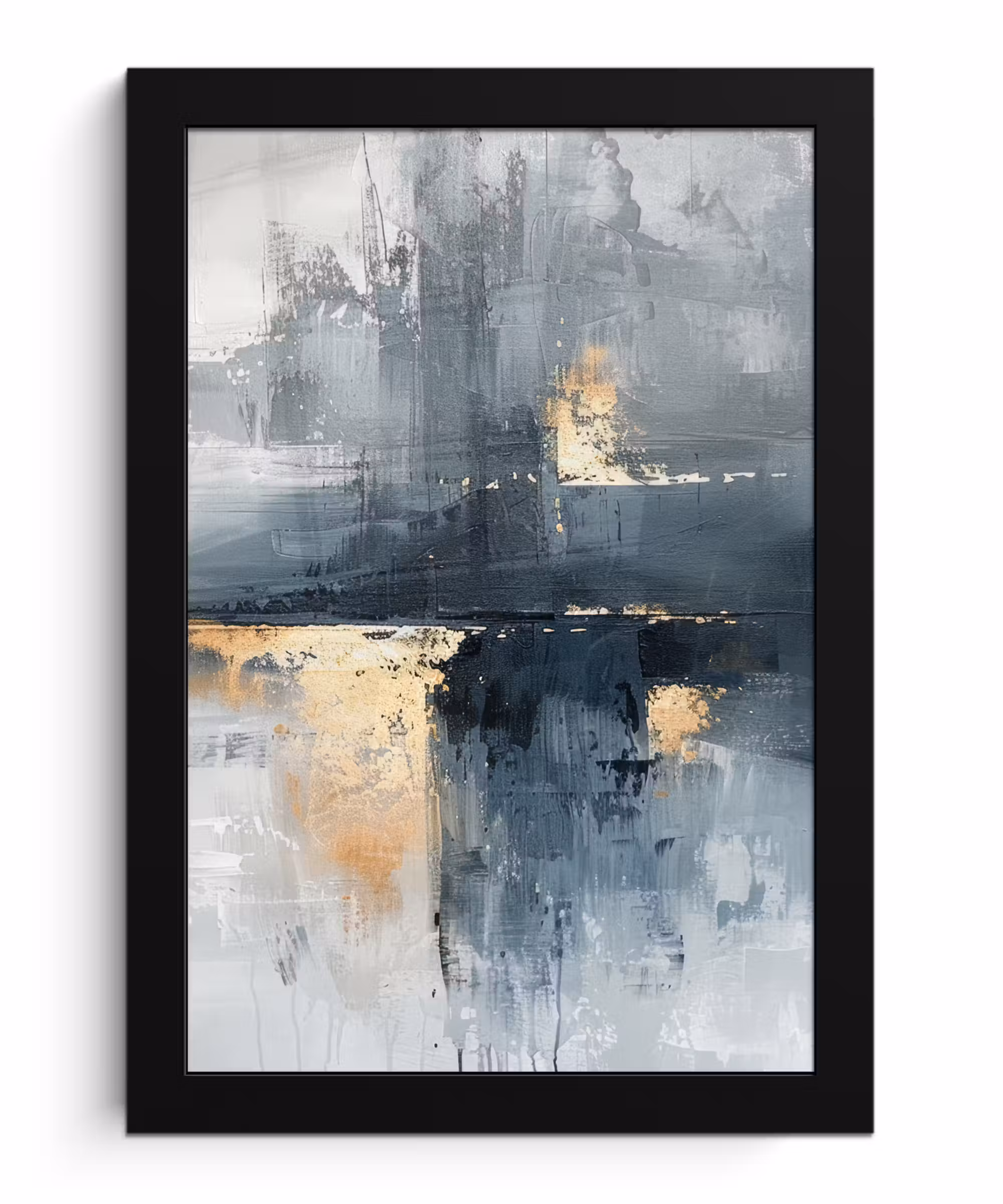 Bilder mit Rahmen - Kunst - Grau - Gold - Abstrakt