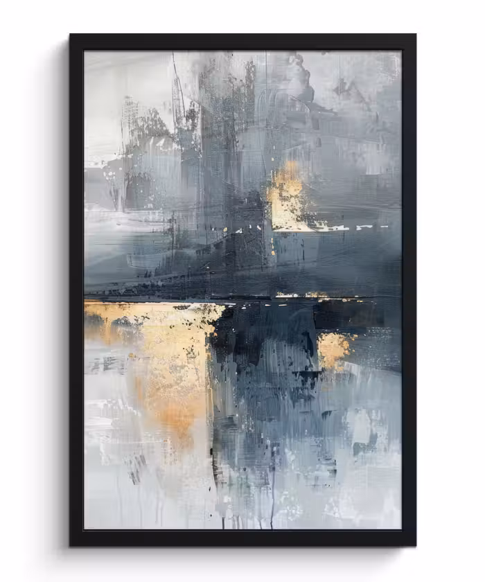 Bilder mit Rahmen - Kunst - Grau - Gold - Abstrakt